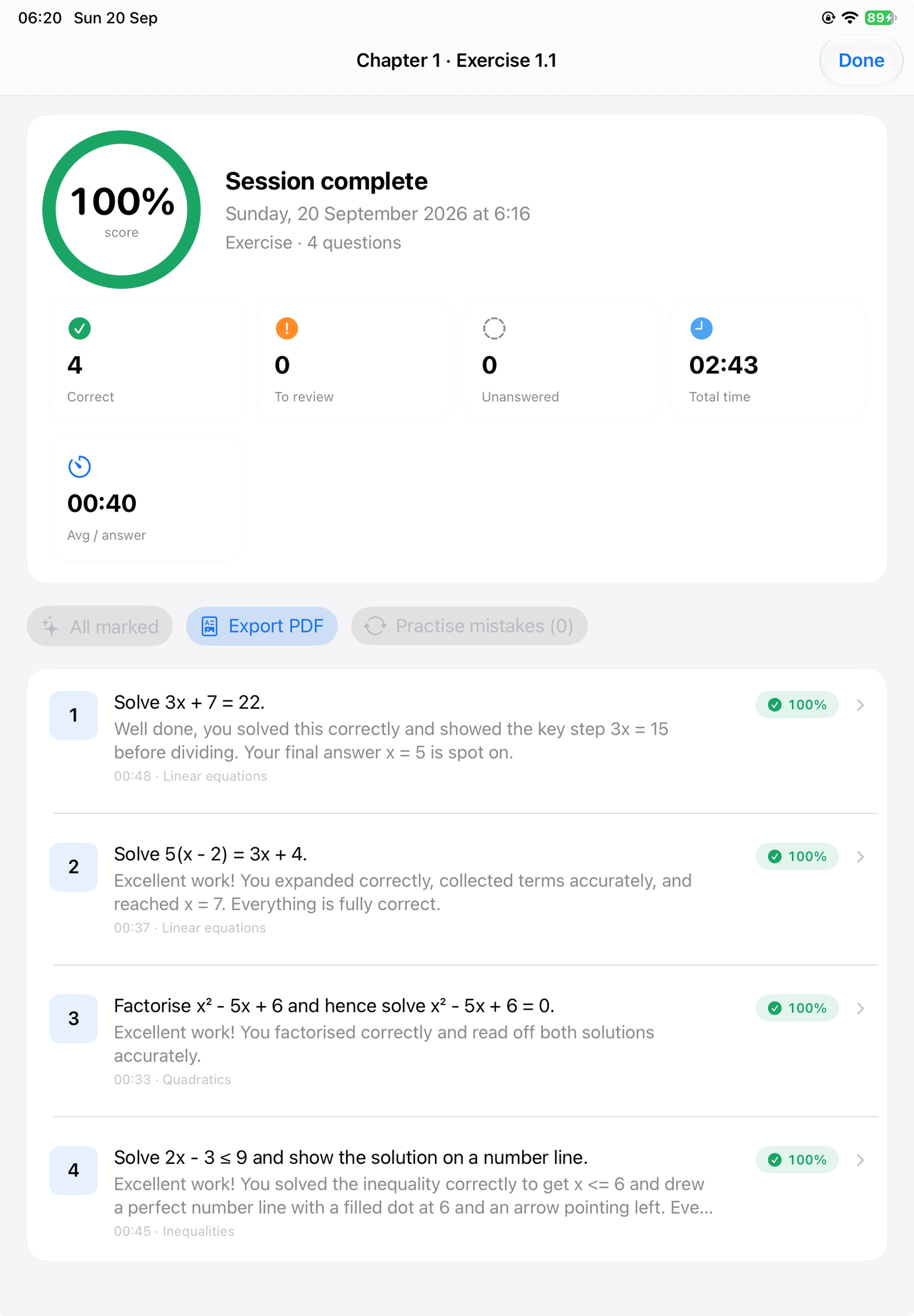 Updated iPad Learning App with AI feedback